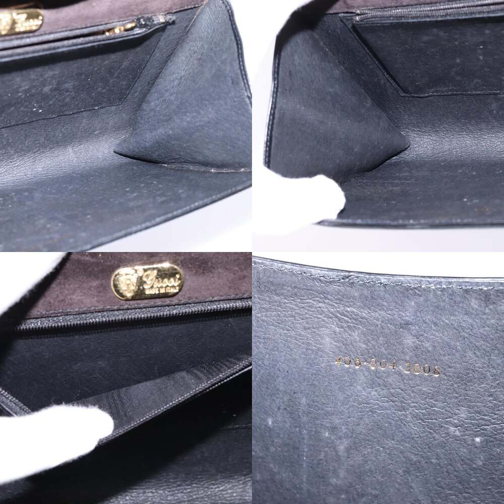 GUCCI Shoulder Bag Enamel Black Gold - Picture 12 of 12